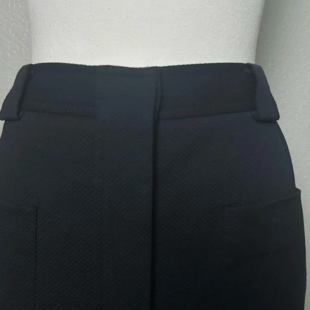 Brooks Brothers womens navy textured cotton patch pockets button front skirt 4